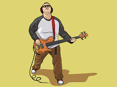 Bassist bass carricature fun musician vector art