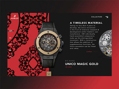 HUBLOT - Redesign app hublot landing landing page red sketch ui ux watch web webdesign