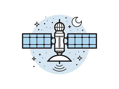 Satellite communication gps icon illustration moon orbital satellite signal sky space star