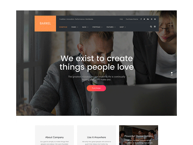 Barrel Business agency color corporate design minimal theme themeforest trendy web wordpres
