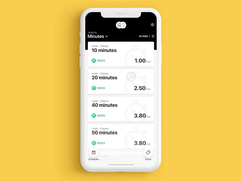 Flow of buying ticket - public transport animation app apple pay interaction interface ios iphone mobile payment tickets transport ui