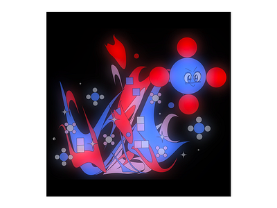 Nature plays at night! abstract art clean color cosmic cute fantasy glowstrator illustration kikillo kikillo club shapes