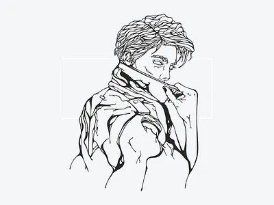 Nothing to see here art character illustration leather lineart portrait