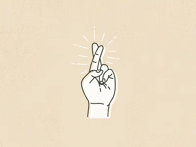 Fingers Crossed fingers crossed hand illustration illustrator vector vintage
