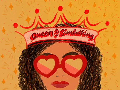 Queen of Sunbathing crown cursive handlettering handwritting homwork illustration lettering queen script sun type typography