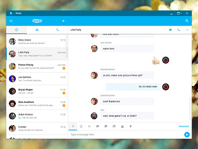 Skype application design desktop material onewindows windows