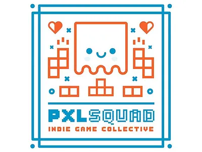 Pxlsquad Logo badge gamedev gamestudio indiwgame lineart logo vector