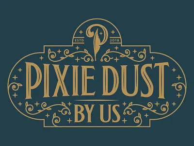 Pixie Dust branding feather logo p peter pan