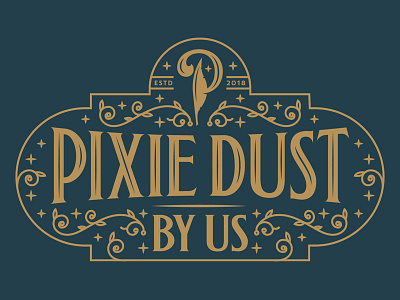 Pixie Dust branding feather logo p peter pan