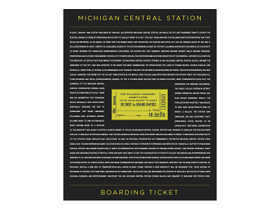 Michigan Central Station - Pullman Boarding Ticket michigan pin typography