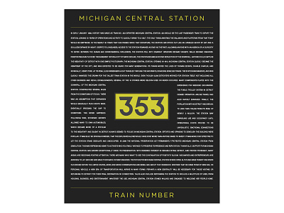 Michigan Central Station - Train No. 353 michigan pin typography