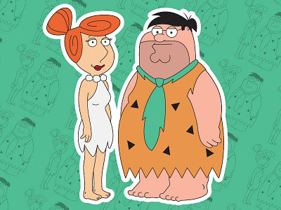 Peter & Lois Griffin X Fred & Vilma Flintstone cartoon family guy fred flintstone illustration lois griffin mashup peter griffin smash stickers the flinstones vector vilma flintstone