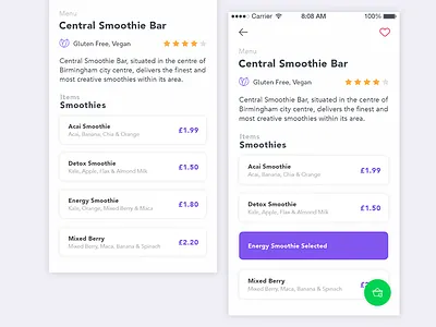 Menu Selection app dailyui design experience flat interaction interface ios product ui user ux