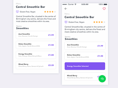 Menu Selection app dailyui design experience flat interaction interface ios product ui user ux