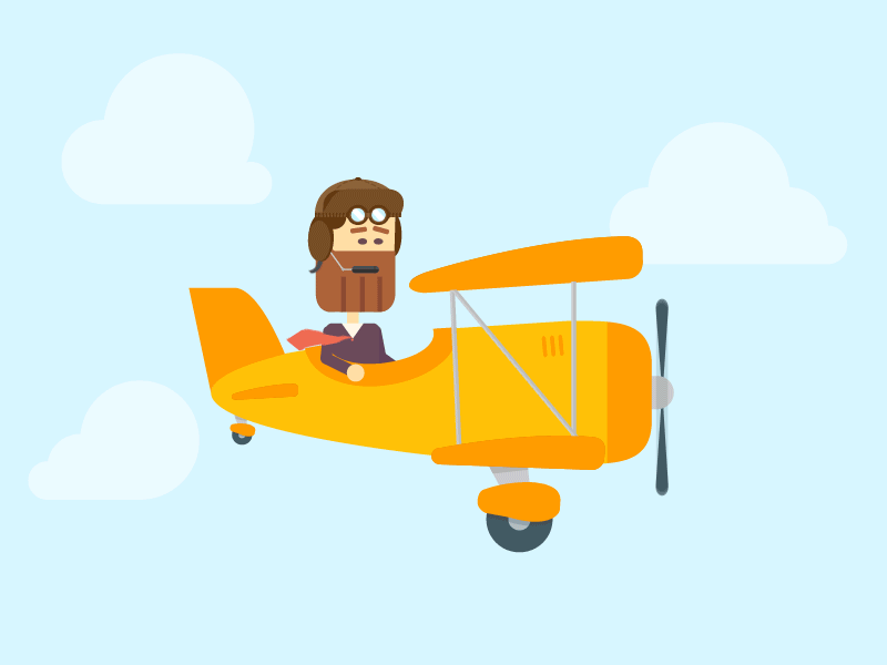 Pilot Hipster 3d animation beard clouds first shot fly hipster illustrator invite pilot plane sky