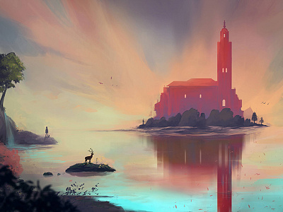 Island after an earthshake fantasy landscap