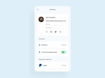 Daily UI #007 app dailyui profile settings ui user