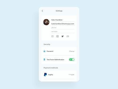 Daily UI #007 app dailyui profile settings ui user