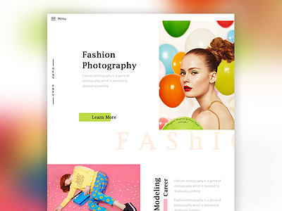 Fashion Photography Concept colorful e commerce fashion ui header landing page ux web