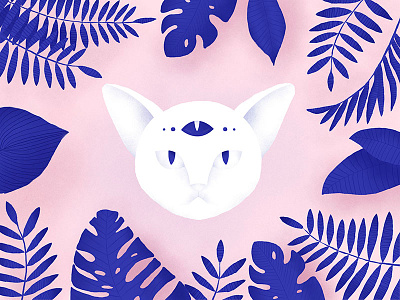 Hypnocat art cat flat illustration tropical