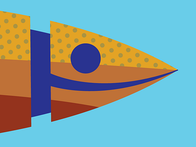 Fishface blue color dots fish icon illustration ocean poster smile vector