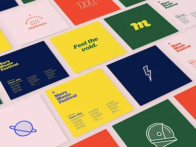 Mars Music Festival (Adobe Live) business card festival iconography icons letterform music festival retro secondary mark typography vintage