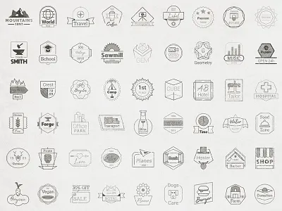 72 Vector Badges Set afinity designer badges logo resources template vector vintage