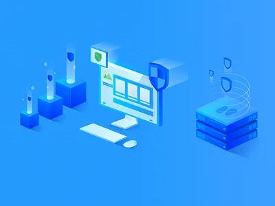 Secure Your Website hosting illustration isometric secure website