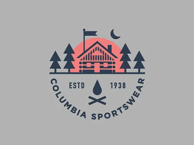 Columbia Sportswear apparel branding cabin camping illustration logo outdoors typography woods
