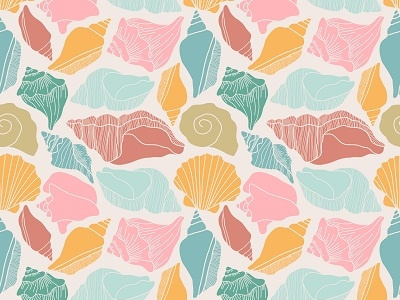 Vector Colorful Shells Seamless Pattern Background fabric pattern seamless surface surfacepattern