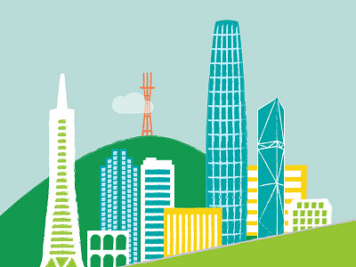 Downtown San Francisco — Horizontal Journey Series downtown financial district illustration salesforce tower san francisco transamerica