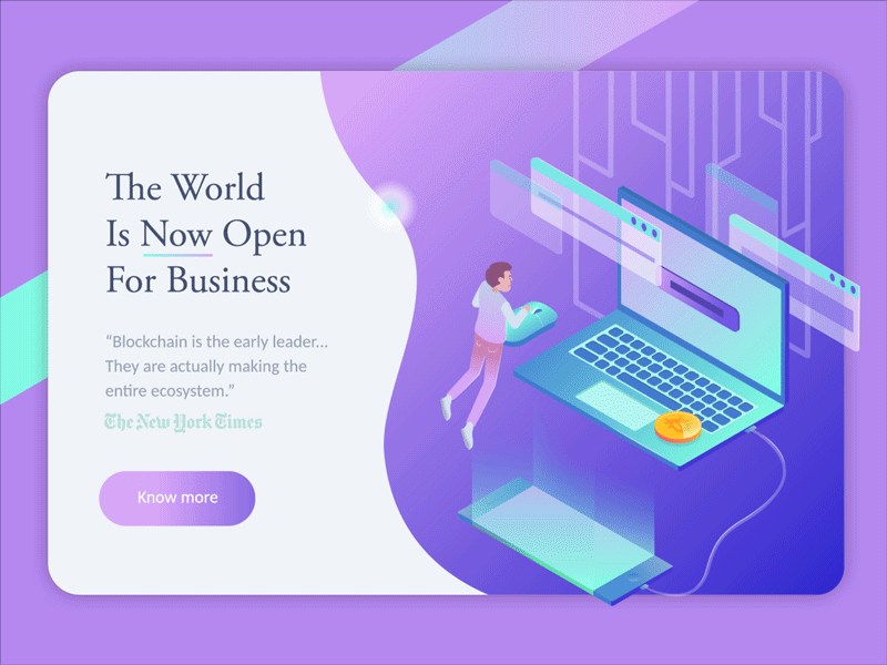 Blockchain landing page bitcoin blockchain cryptocurrency ico illustation landing motion