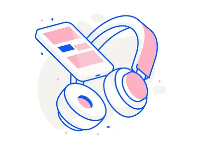 Music and Headphones Kind of Day headphones icons illustration isometric music phone