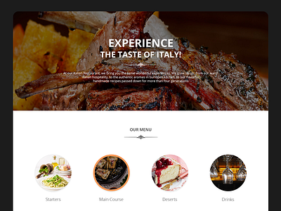 Menu Section for Restaurant Website Ui Concept away flat food interface italian popular restaurant taste template ui ux