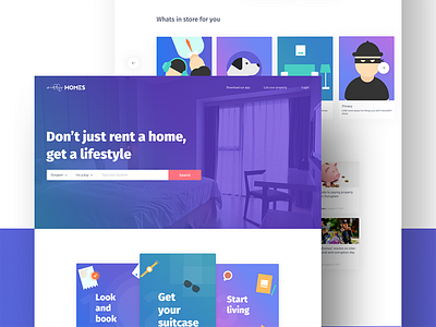 Home Rental android illustration interface design ios mobile app rebranding ui ux vector website