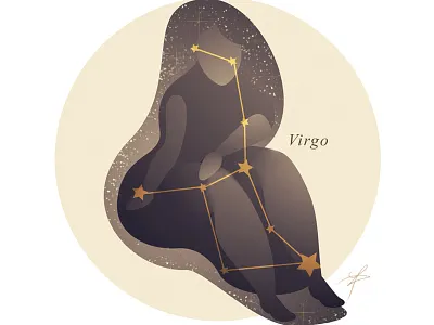 Virgo constellation graphic hair illustration retro space stars virgo zodiac