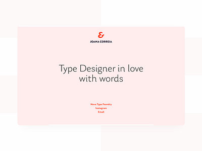 Joana Correia Website landing page personal website pink red typography