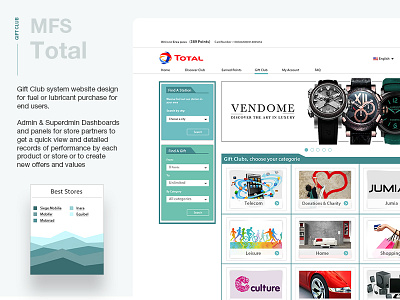 Mfs Total Gift Club admin gift club oil referrals stores ui ux website