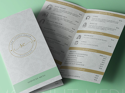 The Social Chair Services Menu brand identity branding commercial printer creative creative agency design studio graphics illustrator logo design menu print design typography