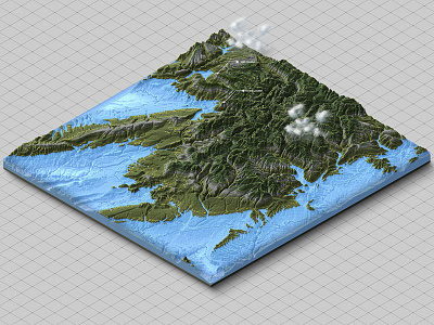 CABINS Terrain Scheme 2d axonometric diagram landscape photoshop terrain