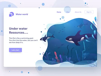 underwater . fish header illustration orca plants sudhan under water waterworld web