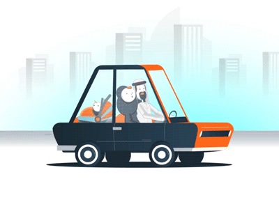 Family Trip animation arab babe car city family father gif mother motion