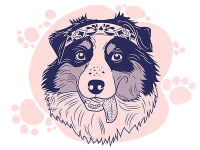 Aussie australiansheperd dog dogillustration