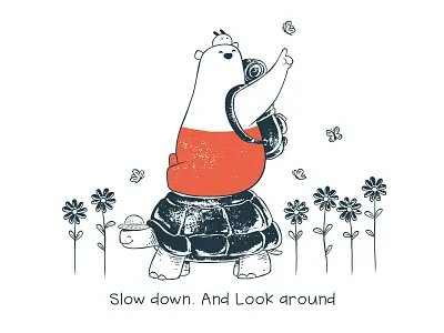 Tu and Ted - Slow Down bear bunny chow hon lam art friendship illustration polar bear slow down storytelling travel tu and ted