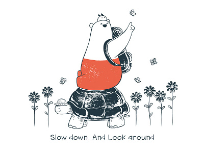 Tu and Ted - Slow Down bear bunny chow hon lam art friendship illustration polar bear slow down storytelling travel tu and ted