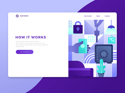 Rentroom Illustration geometry homepage illustration lending site ui ux web webdesign website