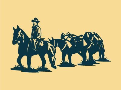 Pack Train flyfishing illustration pack train