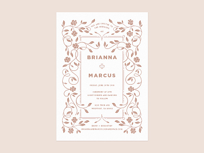 Wedding Invite card flowers illustration invitation leaves line art print save the date vines wedding