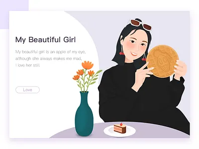my beautiful girl app colorful flat illustration flats girl page ui ui design web
