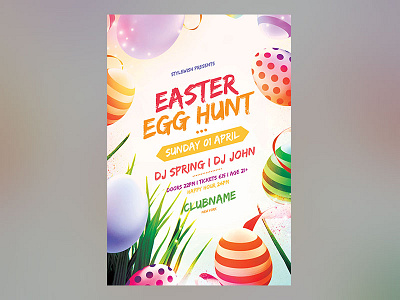 Easter Egg Hunt Flyer download easter easter egg easter flyer flyer graphicriver light orange photoshop poster psd template